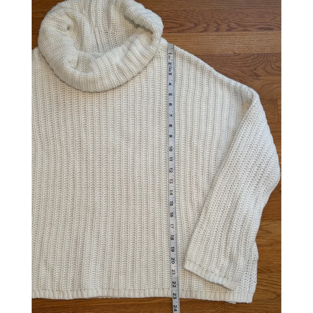 Haven Well Within Cream Cowl Neck Ribbed Knit Sweater Large Oversized Pullover